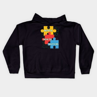 Mental Health Matters Colourful Puzzles Kids Hoodie